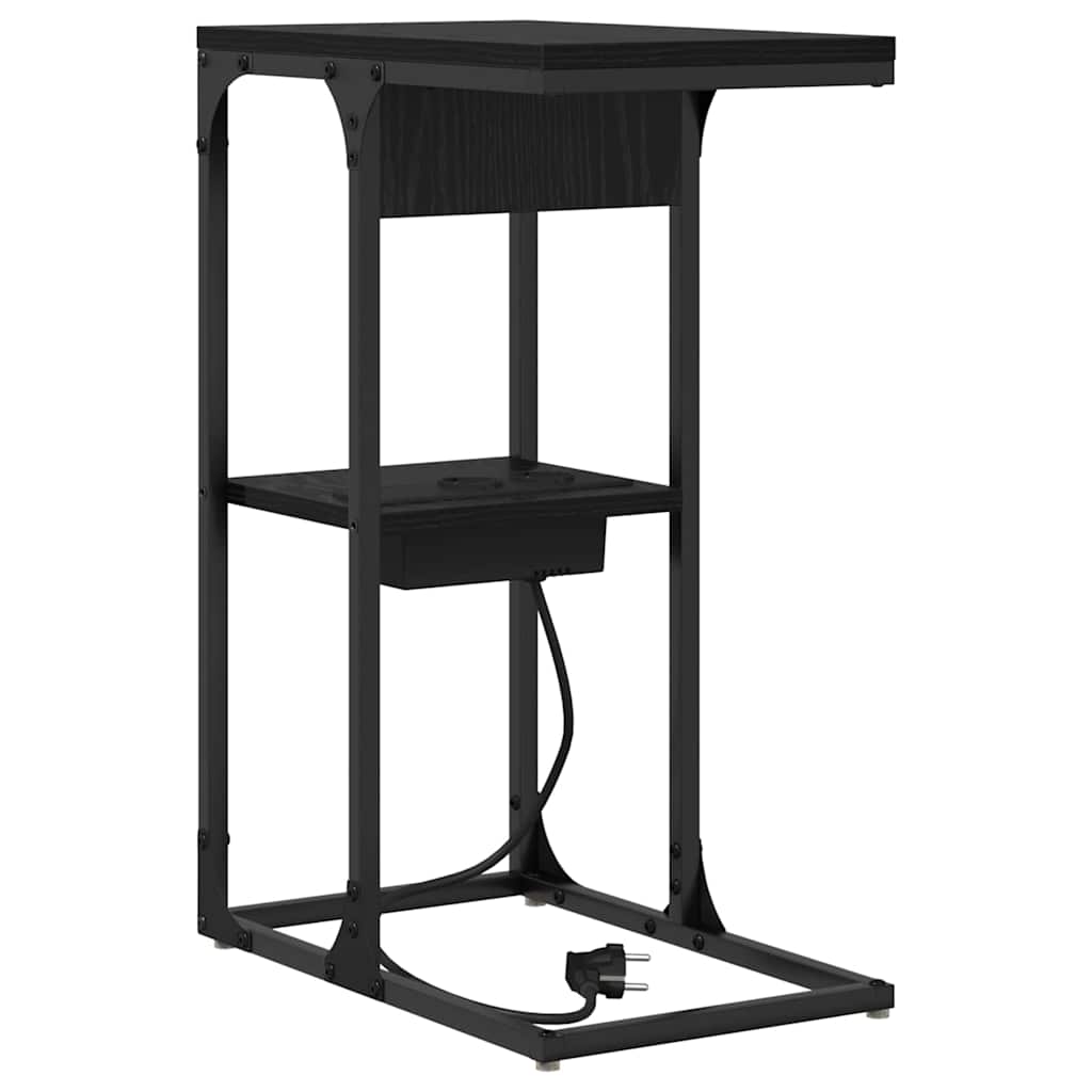 Bedside Table Black oak 41.5 x 26 x 60.5 cm Engineered wood