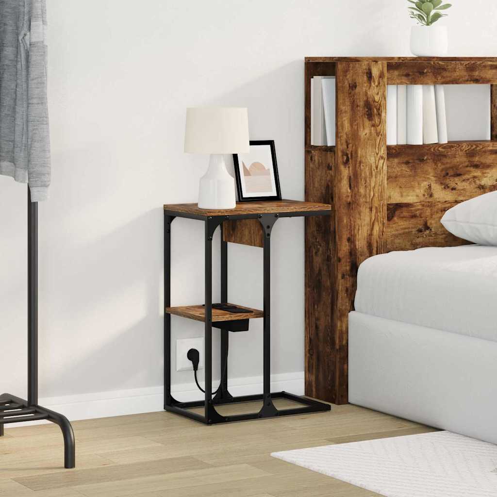 Bedside Table Smoked oak 41.5 x 26 x 60.5 cm Engineered wood