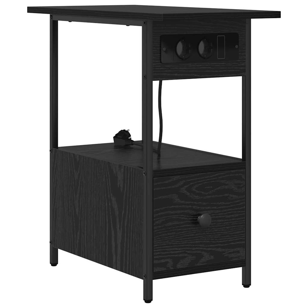 Bedside Cabinet Black oak 60 x 30 x 61 cm Engineered wood