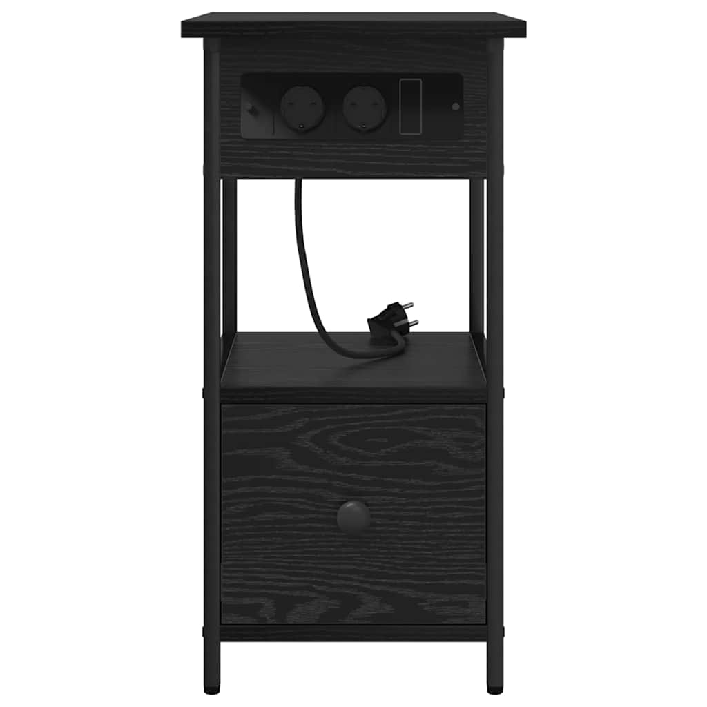 Bedside Cabinet Black oak 60 x 30 x 61 cm Engineered wood