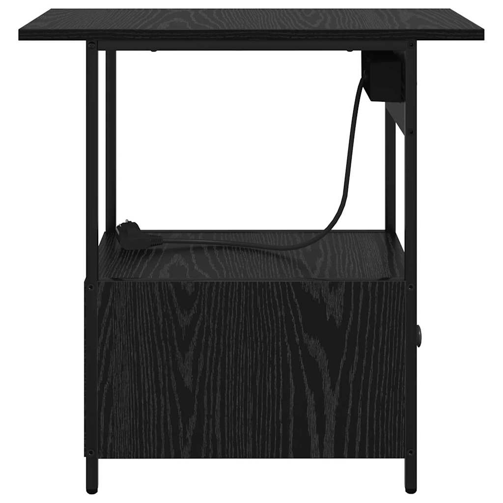 Bedside Cabinet Black oak 60 x 30 x 61 cm Engineered wood