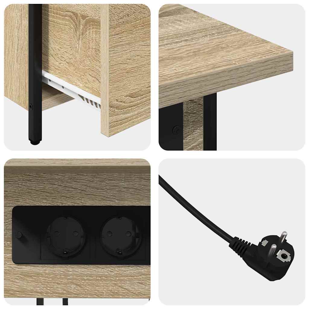 Bedside Cabinet Sonoma oak 60 x 30 x 61 cm Engineered wood