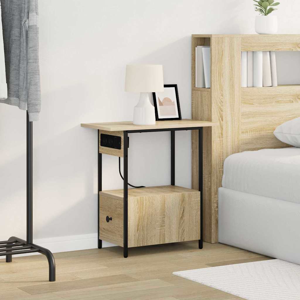 Bedside Cabinet Sonoma oak 60 x 30 x 61 cm Engineered wood