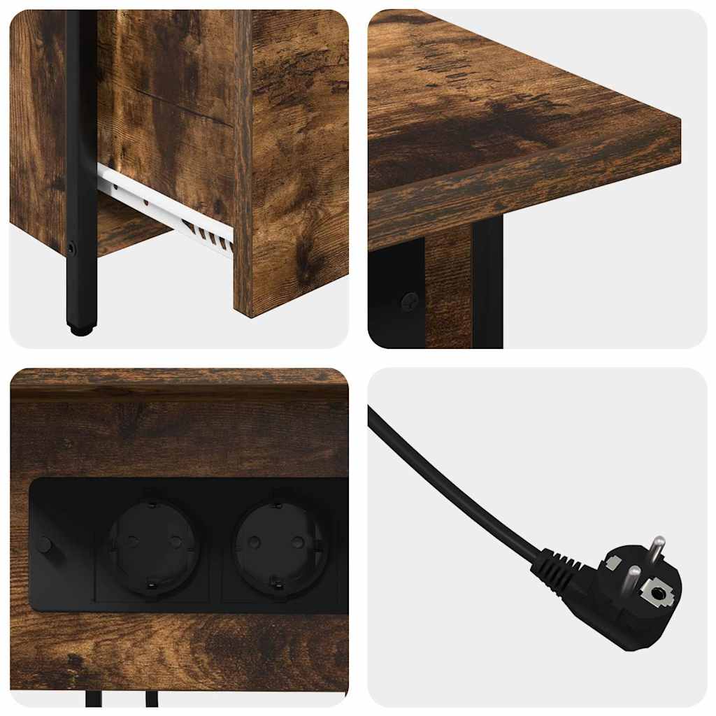 Bedside Cabinet Smoked oak 60 x 30 x 61 cm Engineered wood