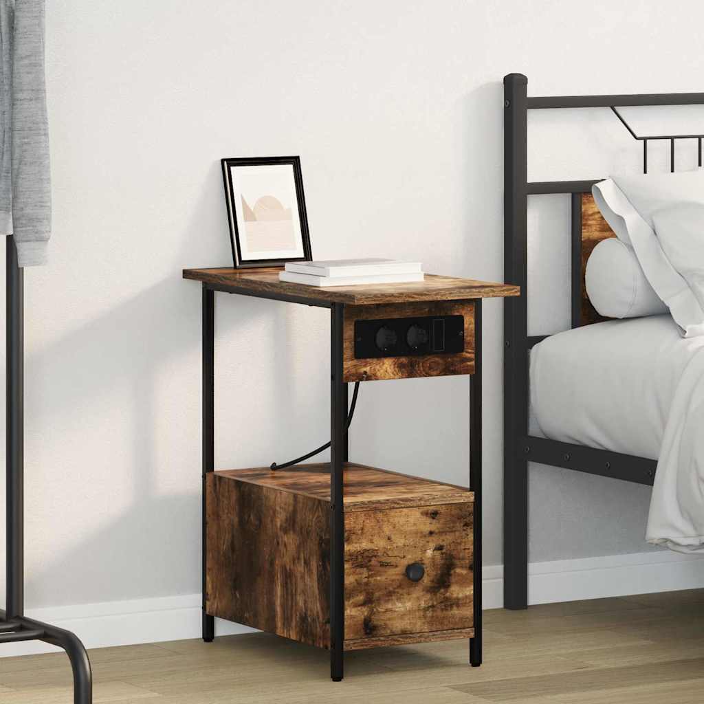 Bedside Cabinet Smoked oak 60 x 30 x 61 cm Engineered wood