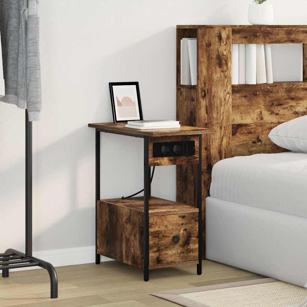 Bedside Cabinet Smoked oak 60 x 30 x 61 cm Engineered wood