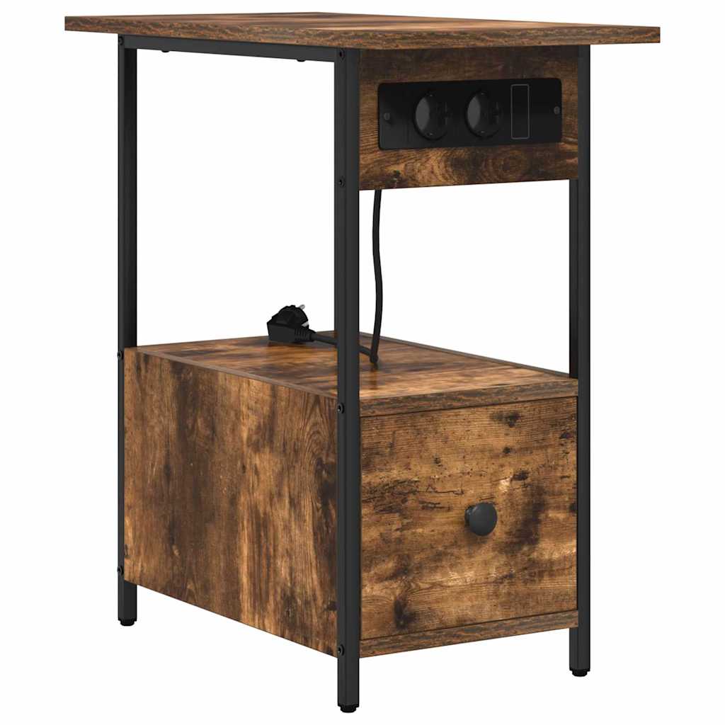 Bedside Cabinet Smoked oak 60 x 30 x 61 cm Engineered wood