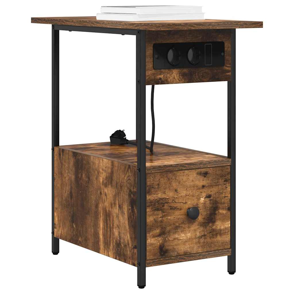 Bedside Cabinet Smoked oak 60 x 30 x 61 cm Engineered wood