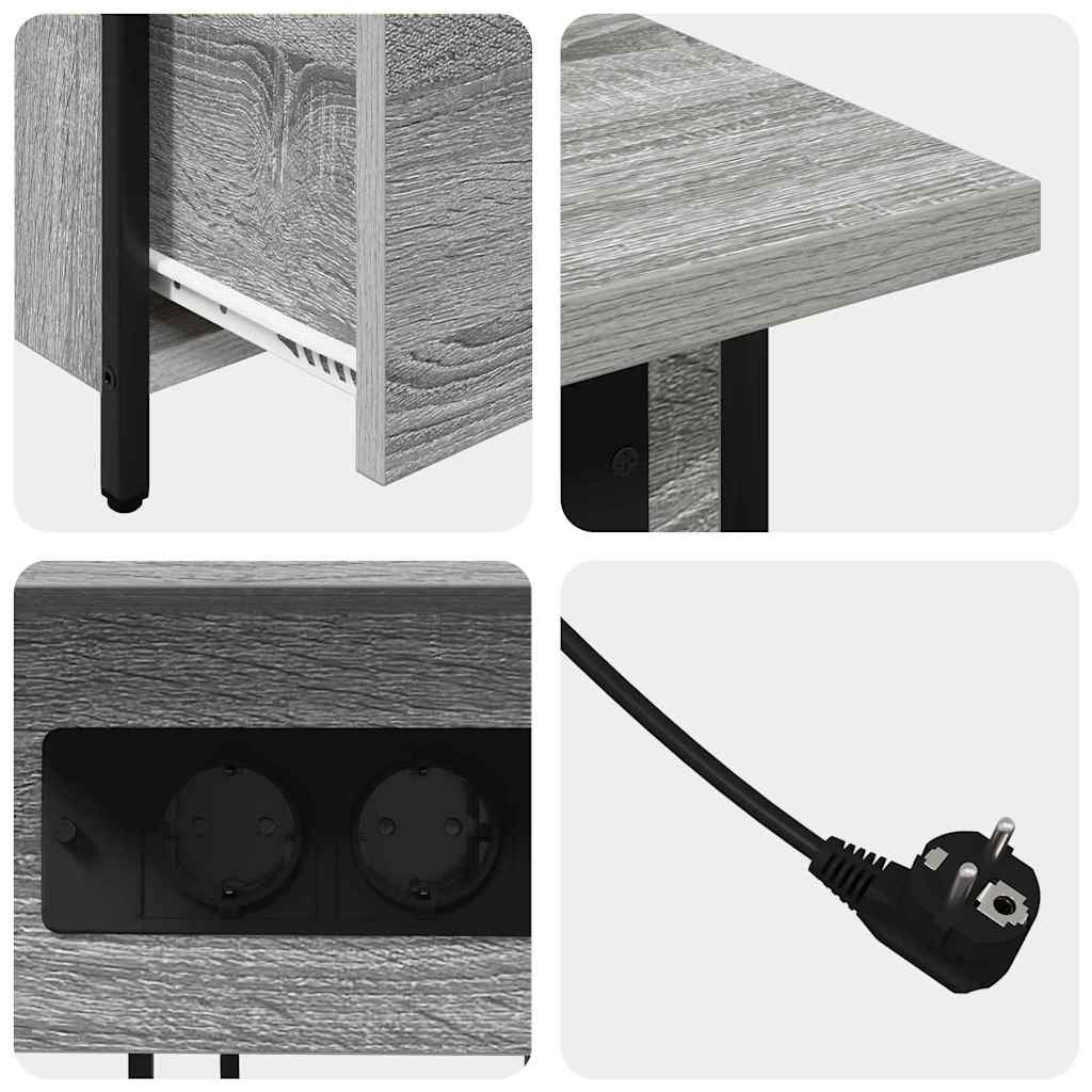 Bedside Cabinet Grey sonoma 60 x 30 x 61 cm Engineered wood