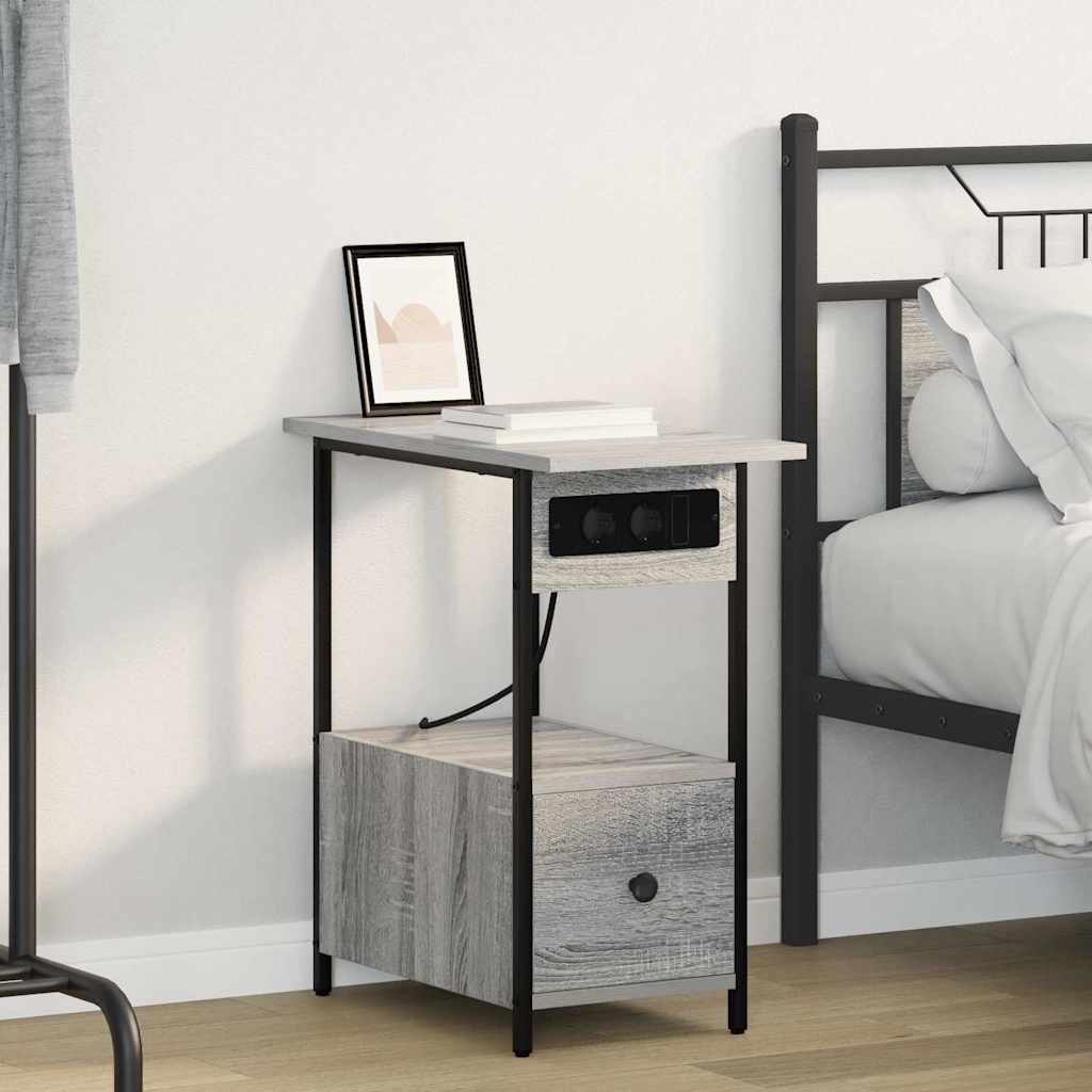 Bedside Cabinet Grey sonoma 60 x 30 x 61 cm Engineered wood