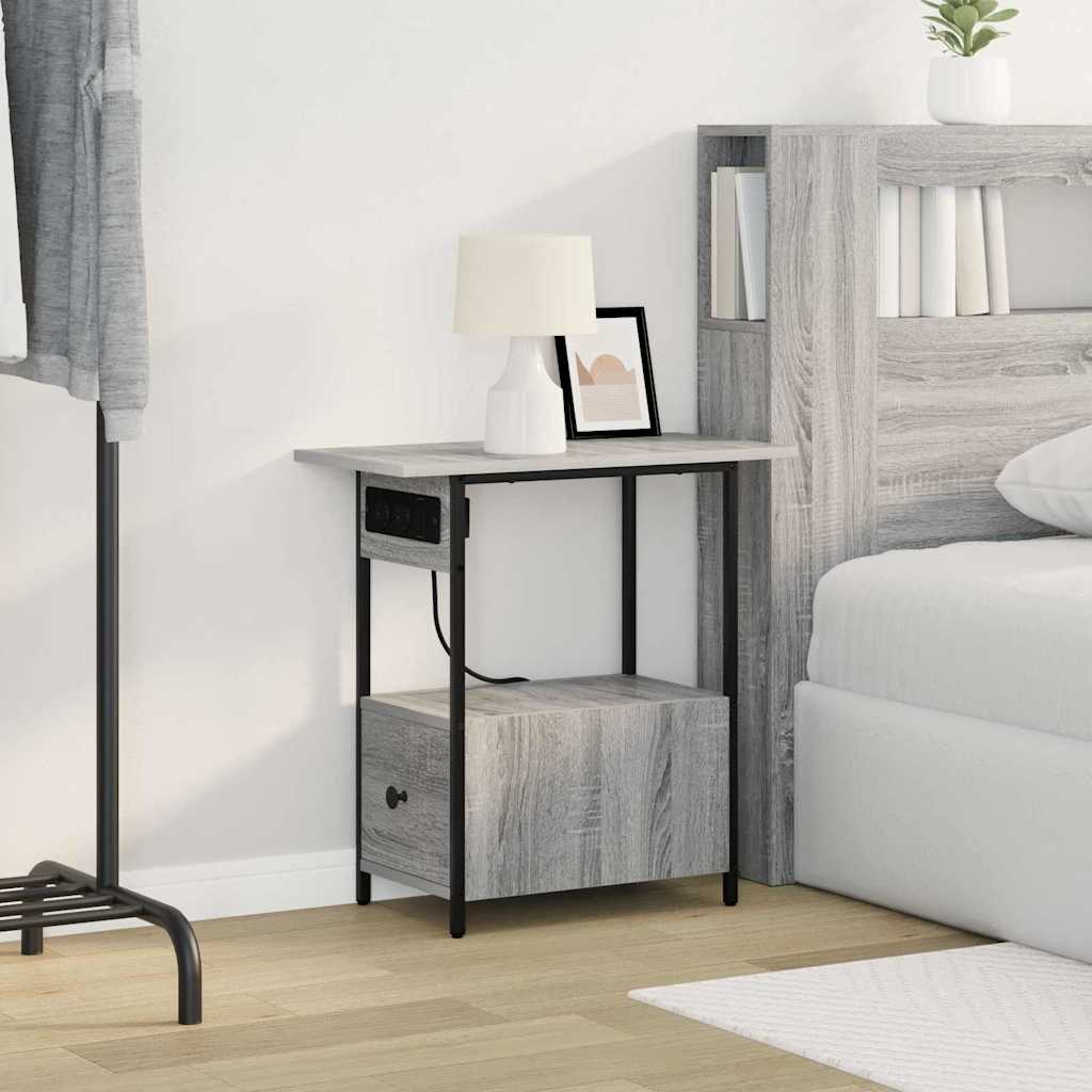 Bedside Cabinet Grey sonoma 60 x 30 x 61 cm Engineered wood