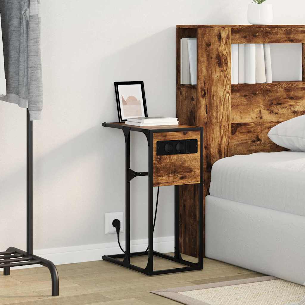 Bedside Table Smoked oak Engineered wood