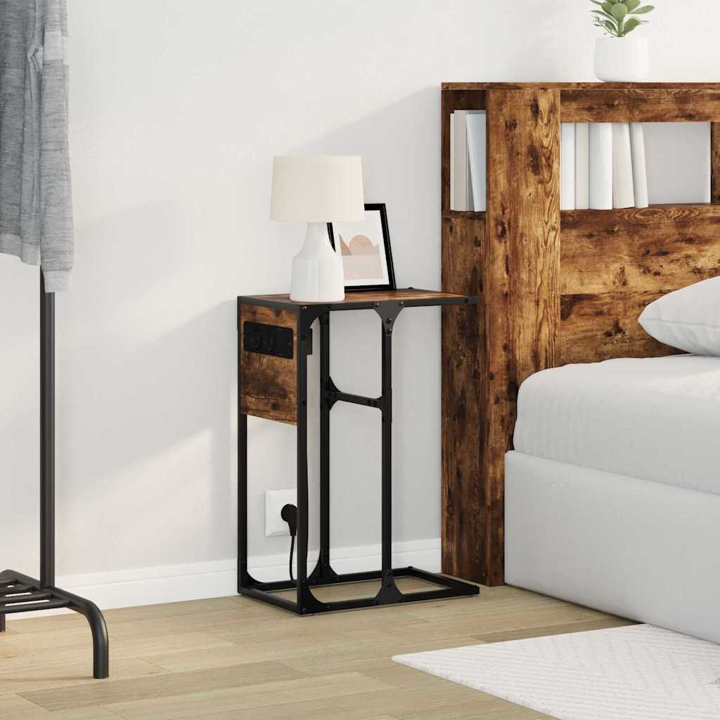 Bedside Table Smoked oak Engineered wood