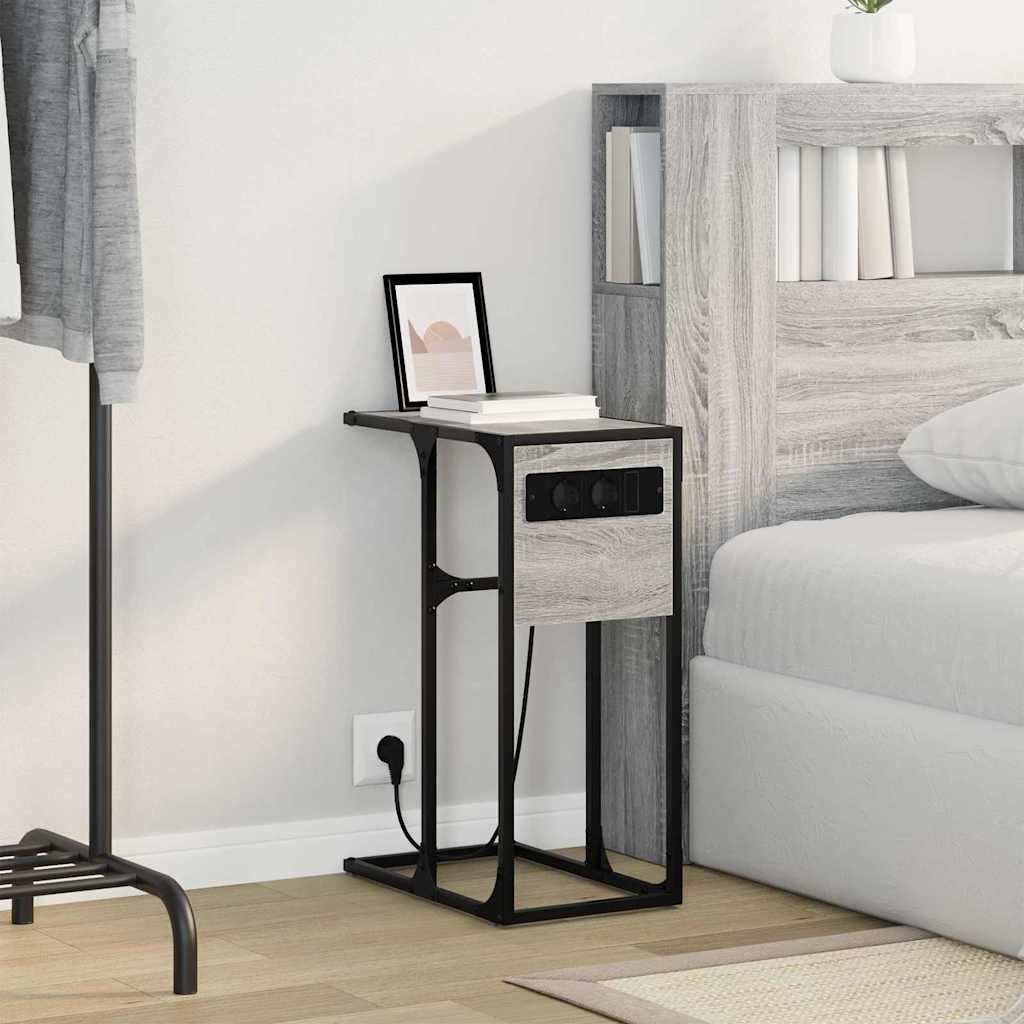 Bedside Table Grey sonoma Engineered wood