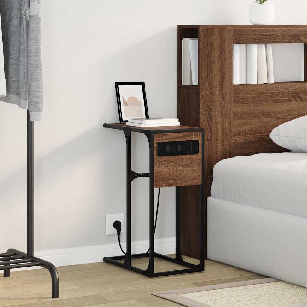 Bedside Table Brown oak Engineered wood