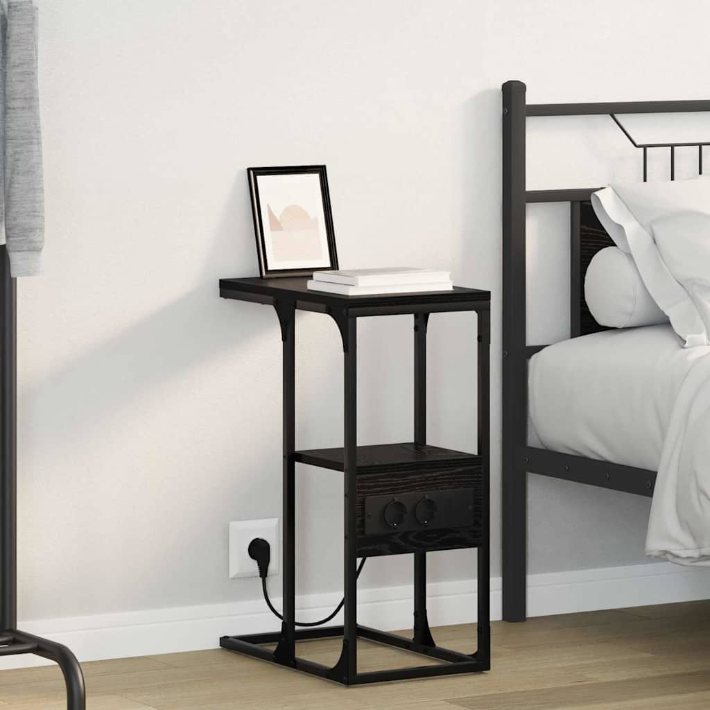 Bedside Cabinet Black oak 41.5 x 26 x 60.5 cm Engineered wood