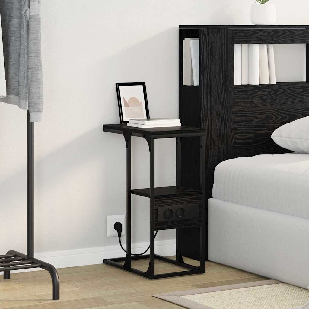 Bedside Cabinet Black oak 41.5 x 26 x 60.5 cm Engineered wood