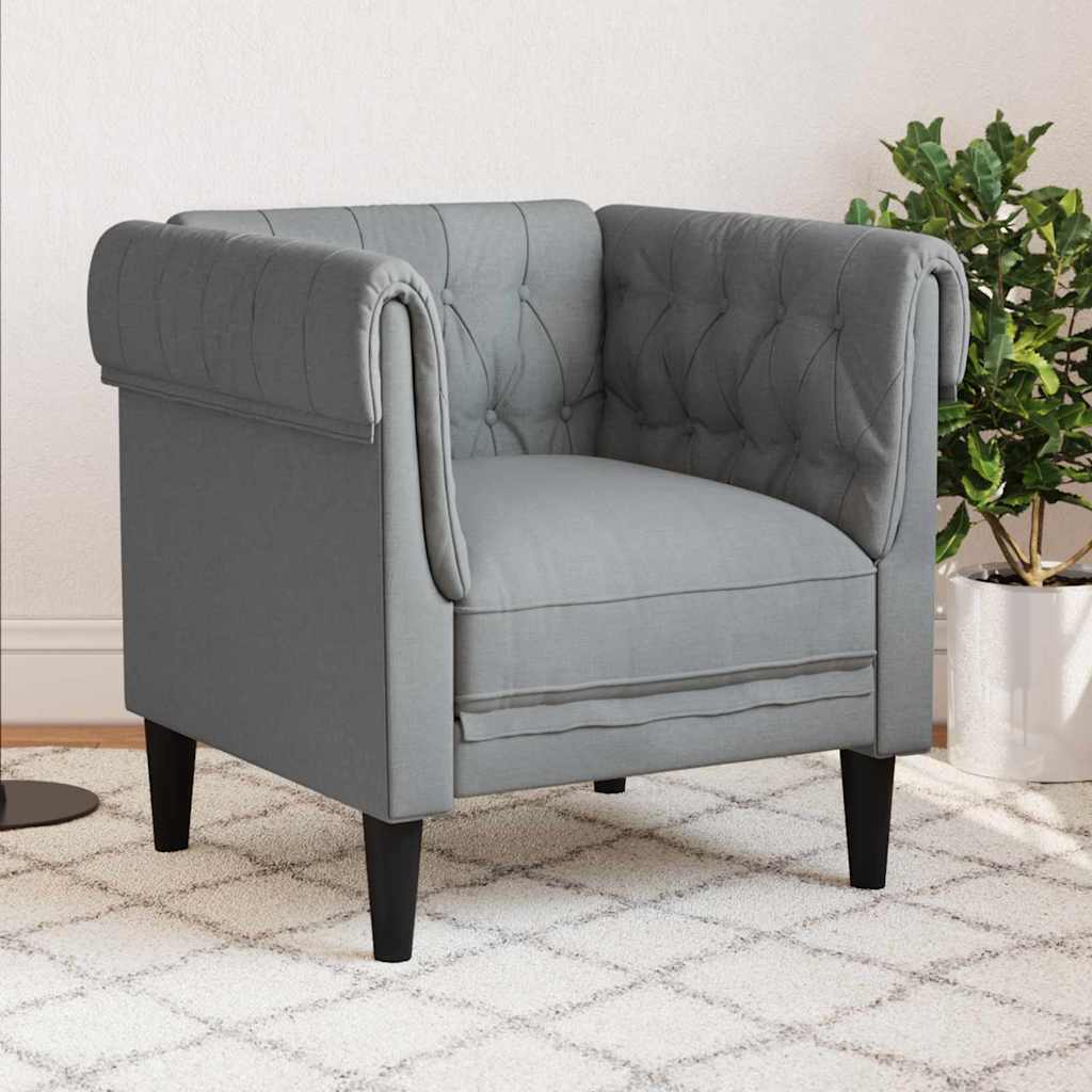 Chesterfield Sofa Chair Light grey 78.5 x 74.5 x 74.5 cm Fabric