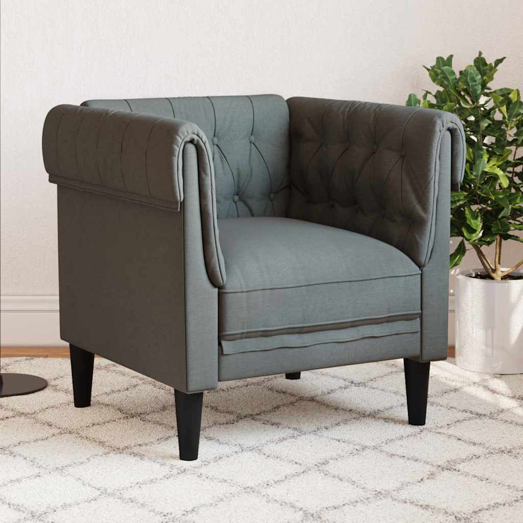 Chesterfield Sofa Chair Dark grey 78.5 x 74.5 x 74.5 cm Fabric