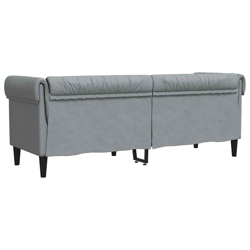 Chesterfield Sofa Light grey 201.5 x 74.5 x 74.5 cm Fabric