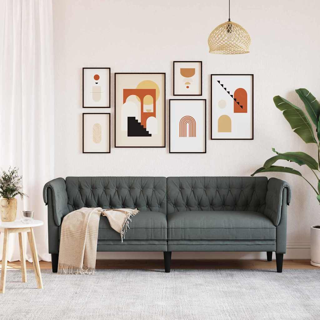 Chesterfield Sofa Other Dark grey 201.5 x 74.5 x 74.5 cm Fabric