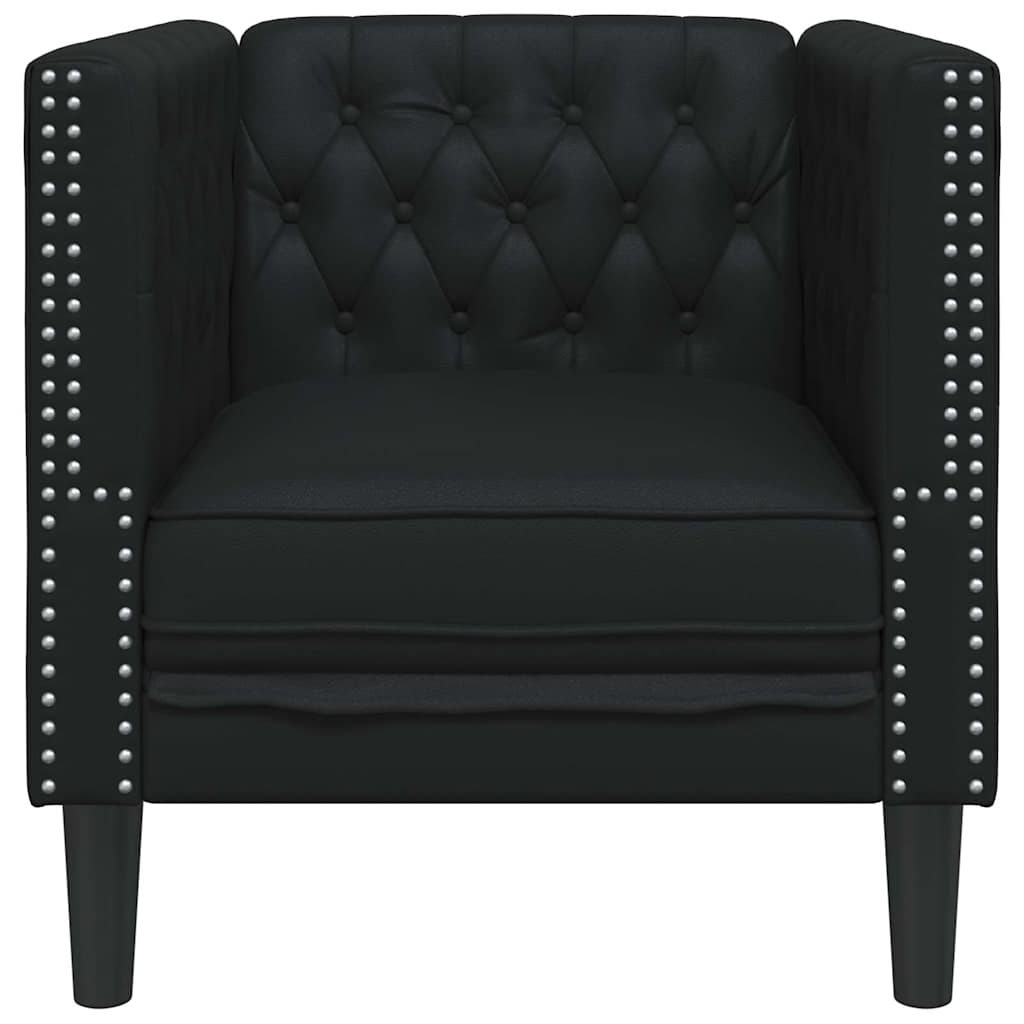 Chesterfield Sofa Chair Black 71 x 74.5 x 70.5 cm Faux leather
