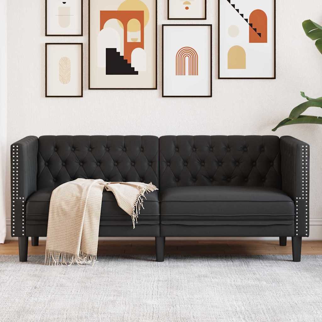 Chesterfield Sofa Black 174 x 74.5 x 70.5 cm Faux leather