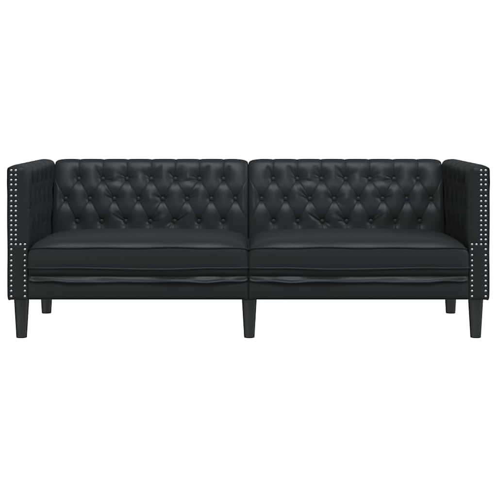 Chesterfield Sofa Black 194 x 74.5 x 70.5 cm Faux leather