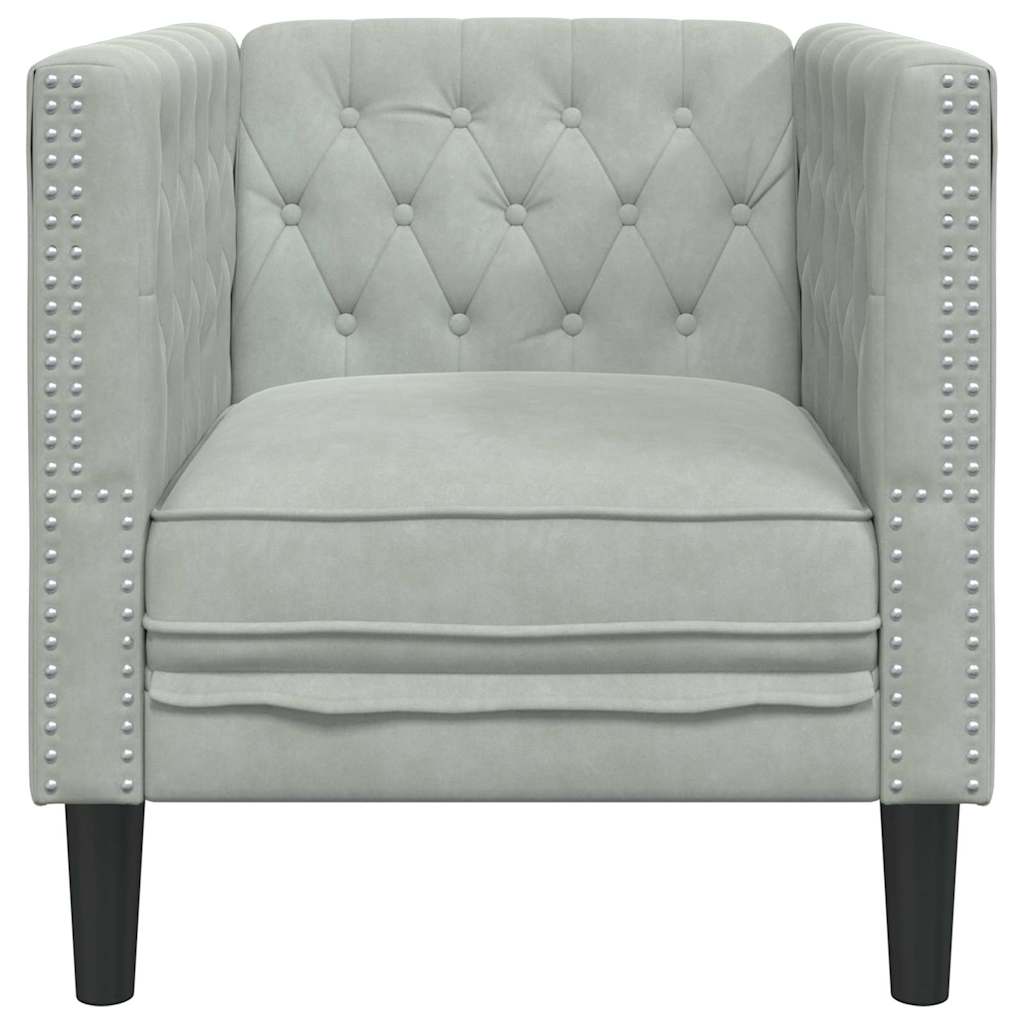 Chesterfield Sofa Chair Light grey 71 x 74.5 x 70.5 cm Velvet