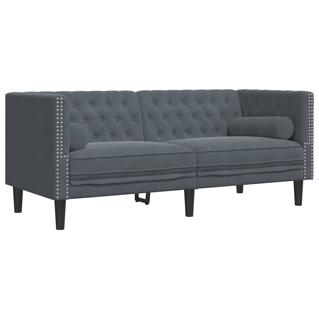 Chesterfield Sofa Other Dark grey 174 x 74.5 x 70.5 cm Velvet