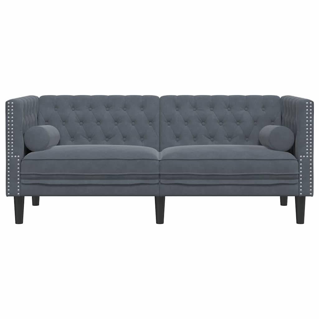Chesterfield Sofa Other Dark grey 174 x 74.5 x 70.5 cm Velvet