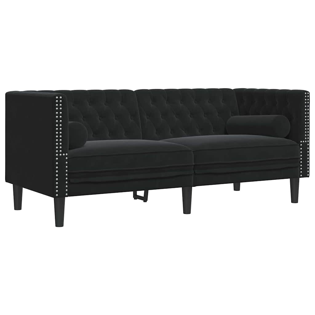 Chesterfield Sofa Other Black 174 x 74.5 x 70.5 cm Velvet
