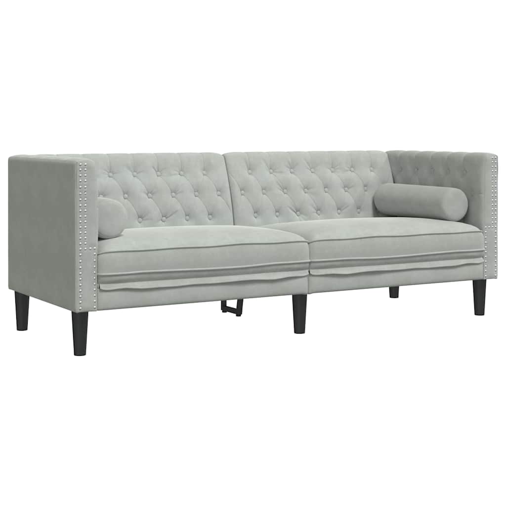 Chesterfield Sofa Other Light grey 194 x 74.5 x 70.5 cm Velvet