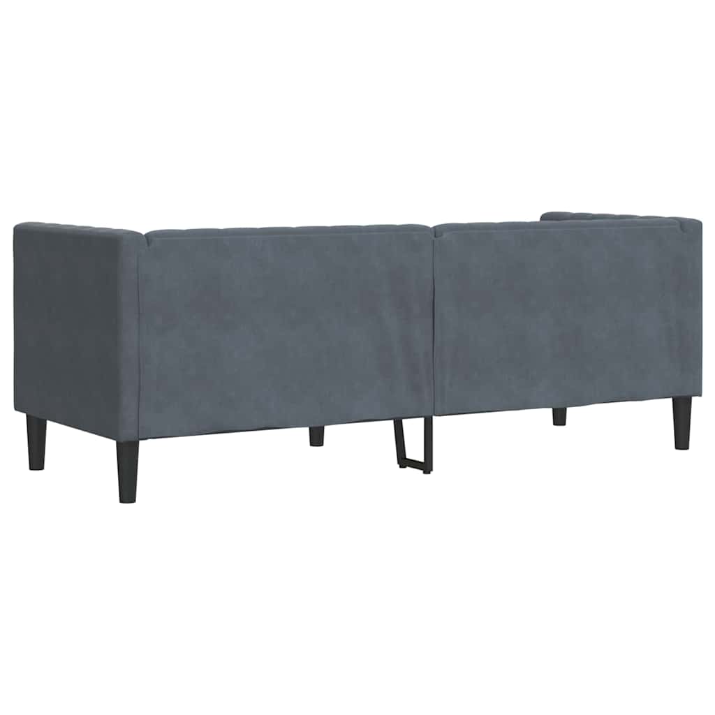 Chesterfield Sofa Other Dark grey 194 x 74.5 x 70.5 cm Velvet