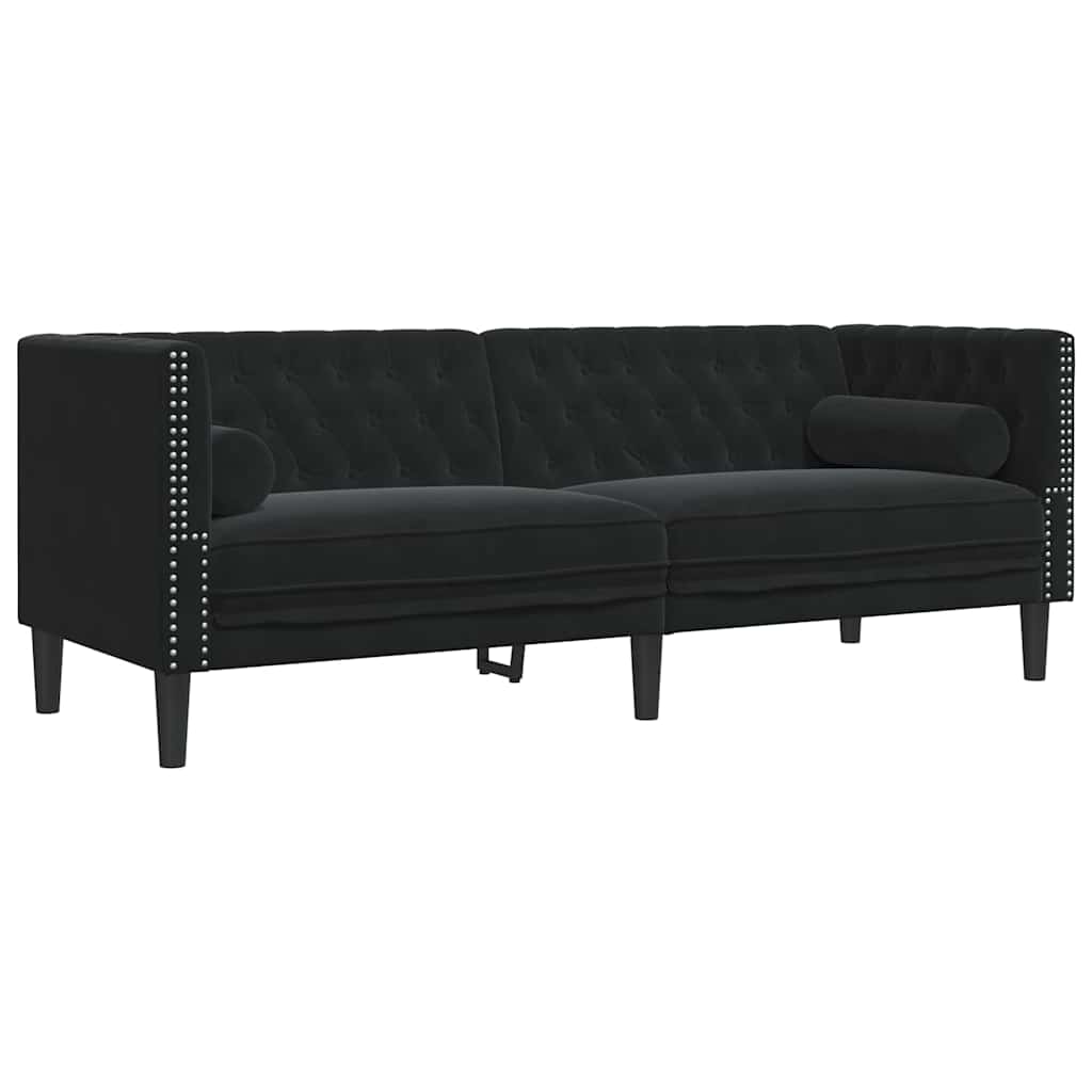 Chesterfield Sofa Other Black 194 x 74.5 x 70.5 cm Velvet