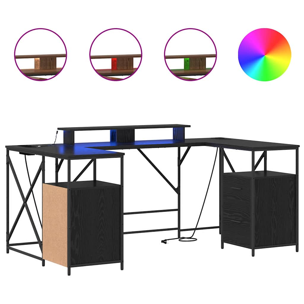 Desk with Drawer Black oak 182 x 101 x 87.5 cm Engineered wood
