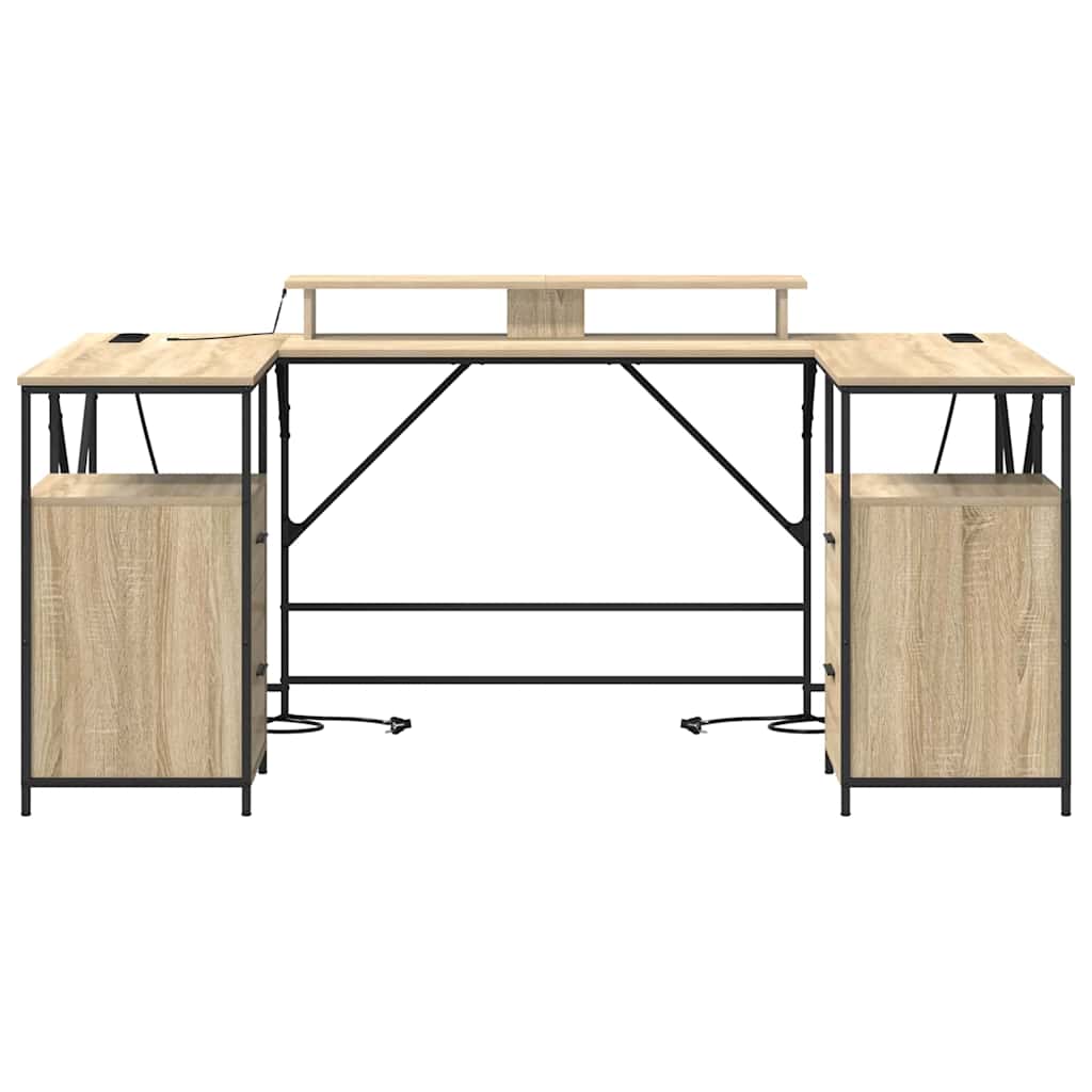 Desk with Drawer Sonoma oak 182 x 101 x 87.5 cm Engineered wood