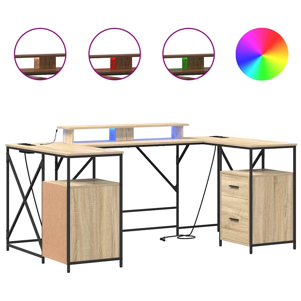 Desk with Drawer Sonoma oak 182 x 101 x 87.5 cm Engineered wood