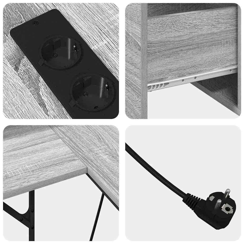 Desk Grey sonoma 182 x 101 x 87.5 cm Engineered wood