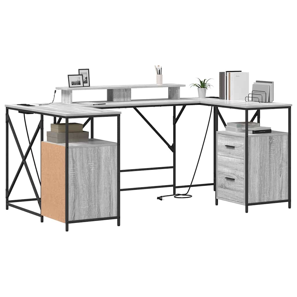 Desk Grey sonoma 182 x 101 x 87.5 cm Engineered wood