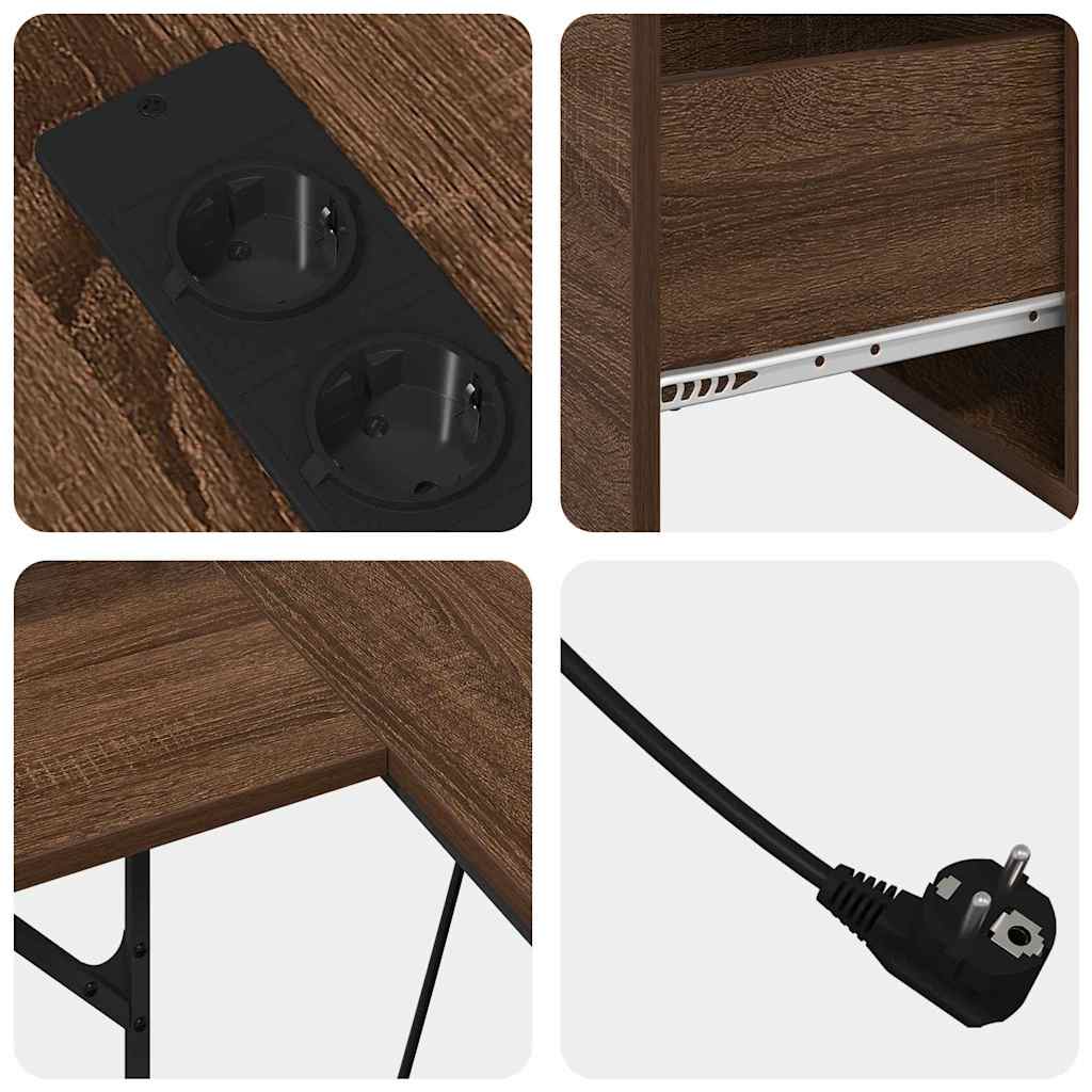 Desk with Drawer Brown oak 182 x 101 x 87.5 cm Engineered wood