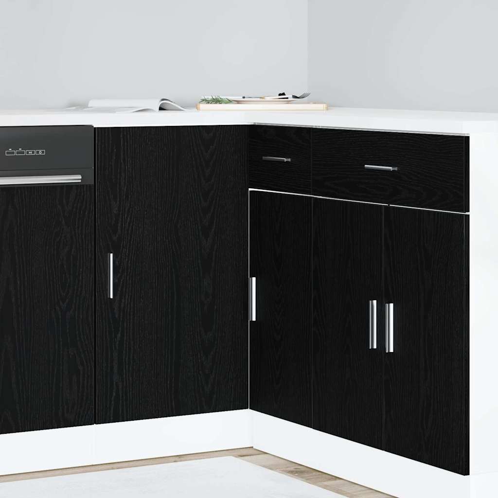 Kitchen Corner Base Cabinet Riga Black oak 86 x 46 x 81.5 cm