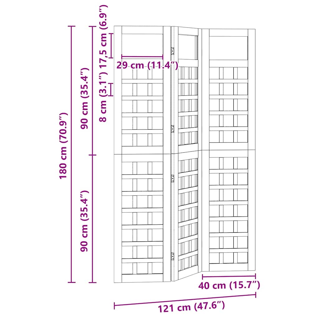 Outdoor Privacy Screen Brown 120 x 180 cm Impregnated pine wood
