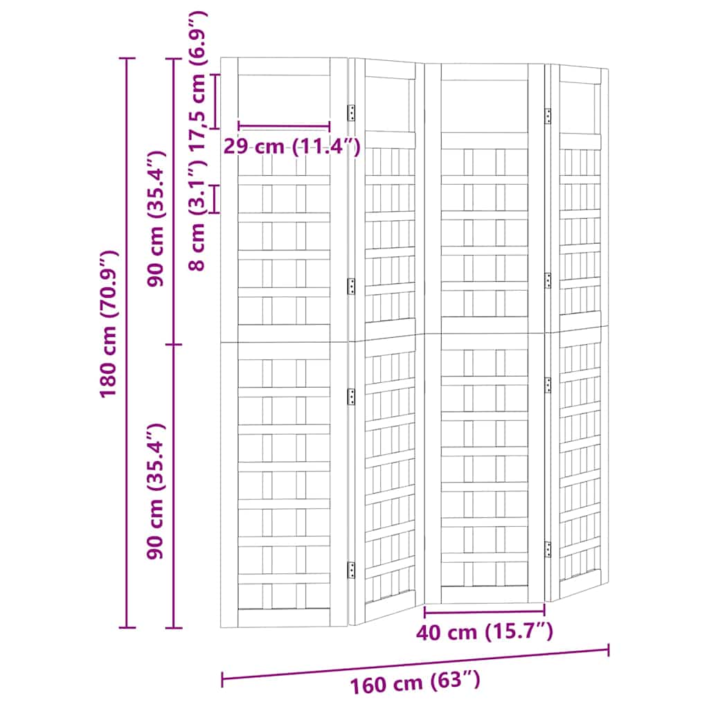 Privacy Screen 4 pcs Brown 160 x 180 cm Impregnated pine wood