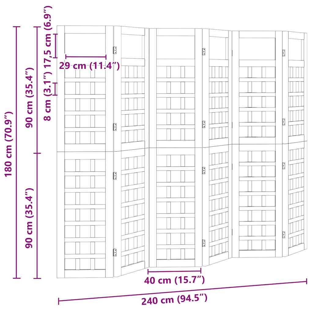 Privacy Screen 6 pcs Brown 240 x 180 cm Impregnated pine wood