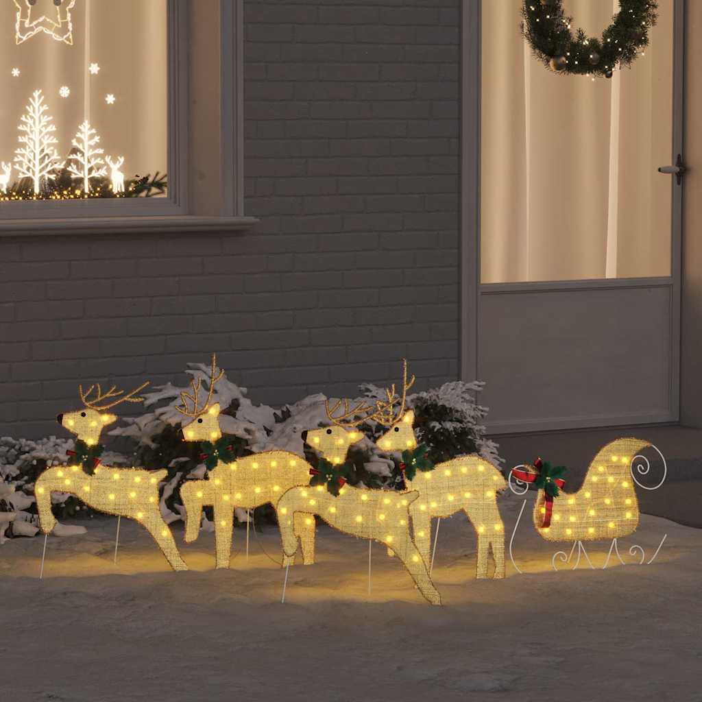 LED Reindeers 5 pcs Gold Fabric