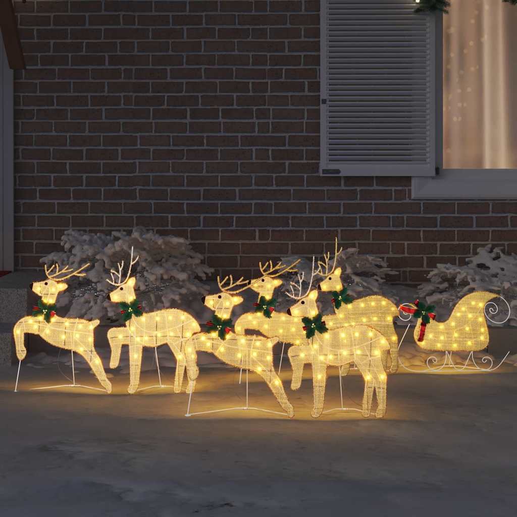 LED Reindeers 7 pcs Gold Fabric