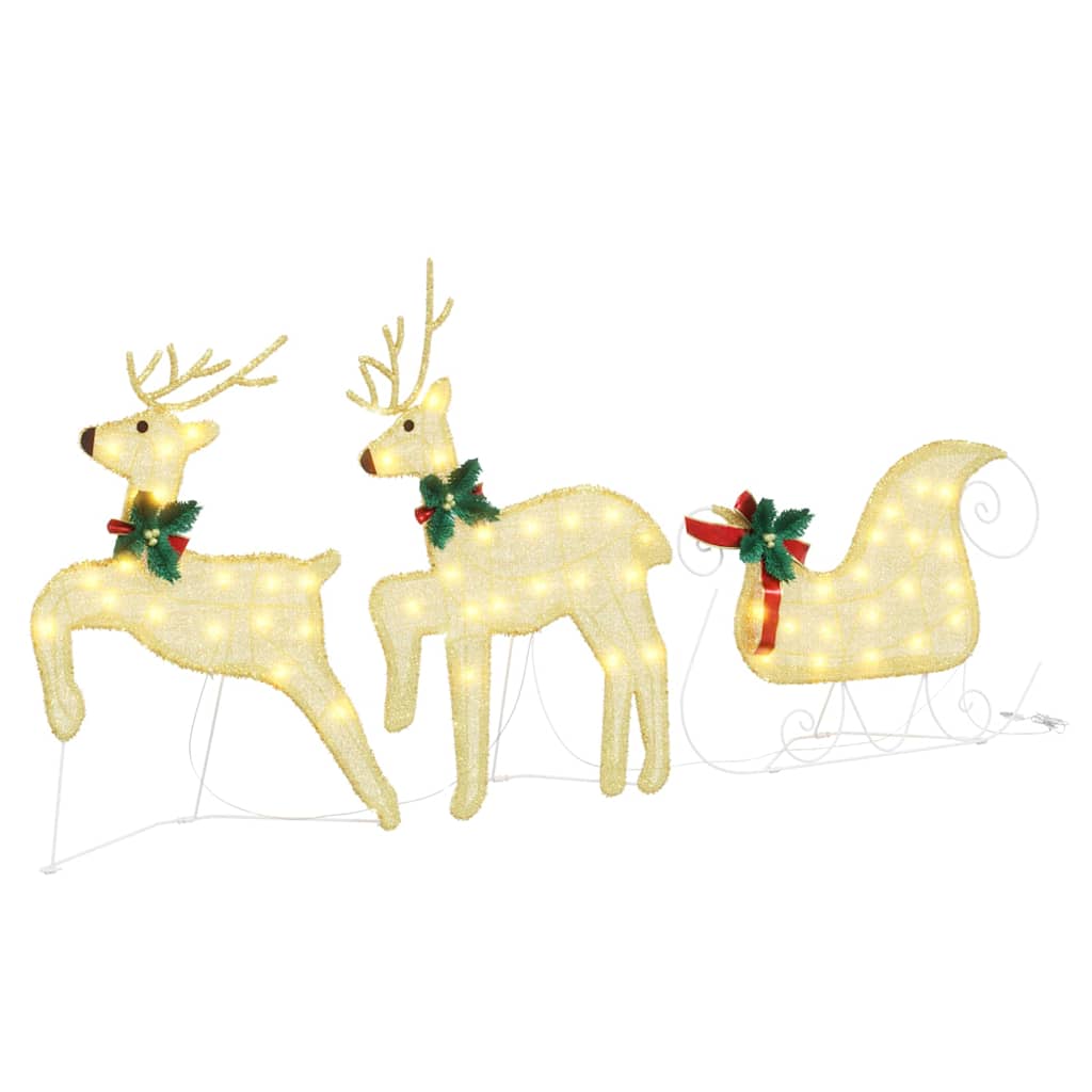 LED Reindeers 7 pcs Gold Fabric