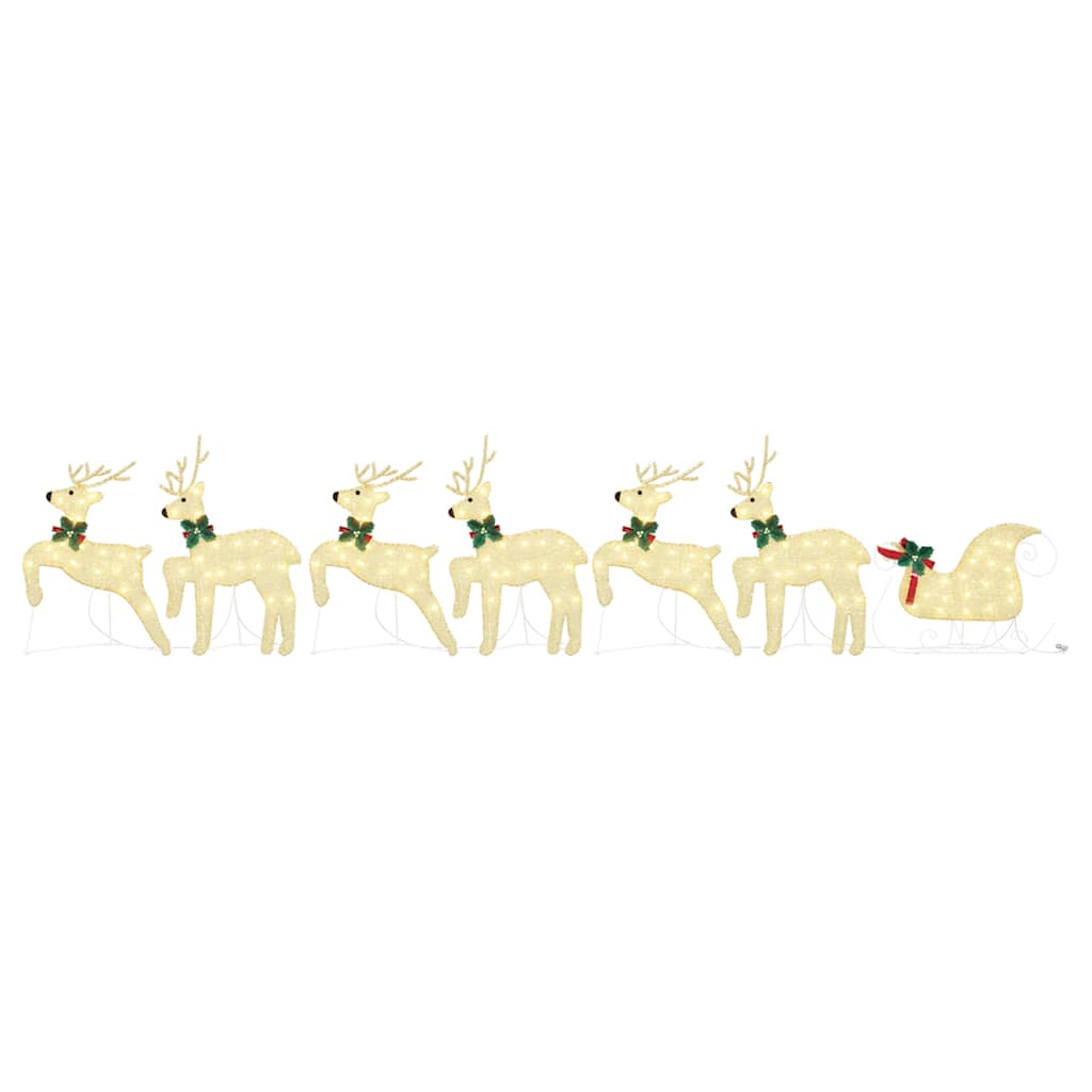 LED Reindeers 7 pcs Gold Fabric