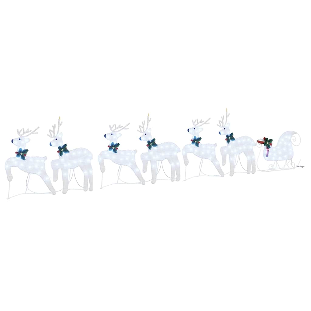 LED Reindeers 7 pcs Silver Fabric